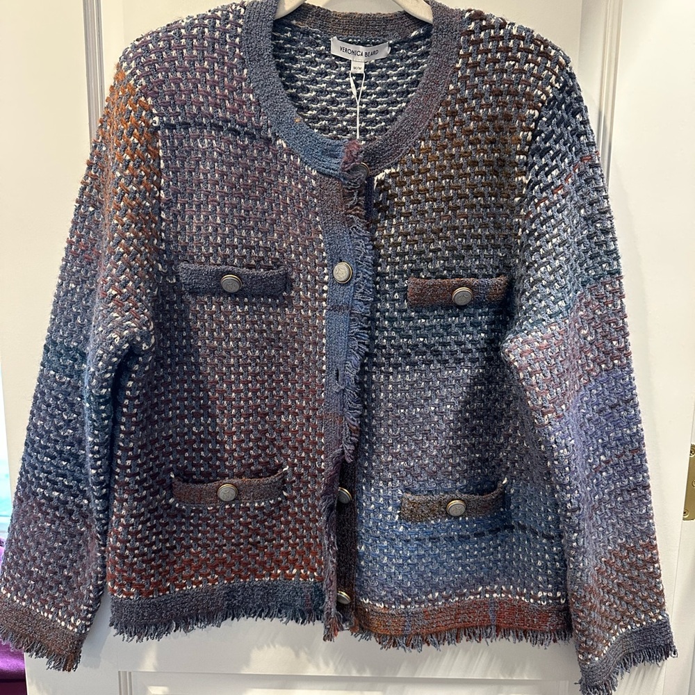 Veronica Beard Women's Multicolor Tweed Cardigan Sweater